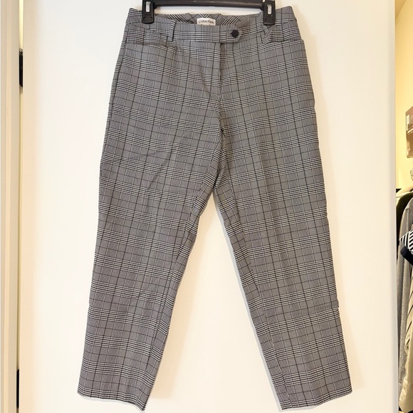 Calvin Klein Pants - Calvin Klein Plaid Ankle Pants Grey Straight Leg, Size 4
